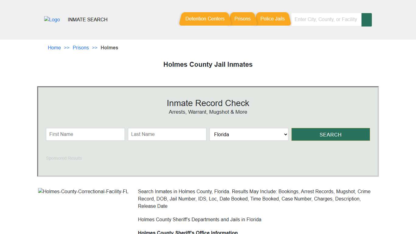 Holmes County Jail Inmates | Florida Inmate Search