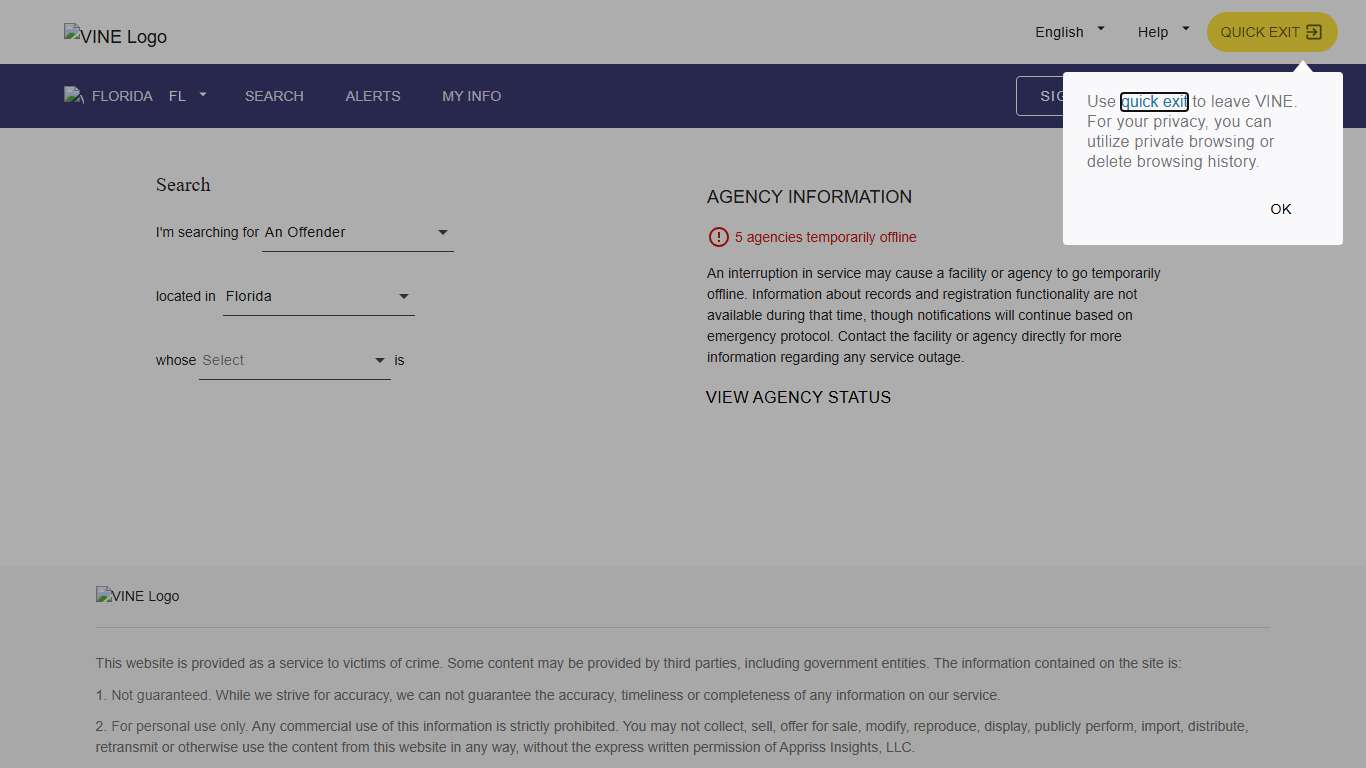 VINELink - Florida - Search